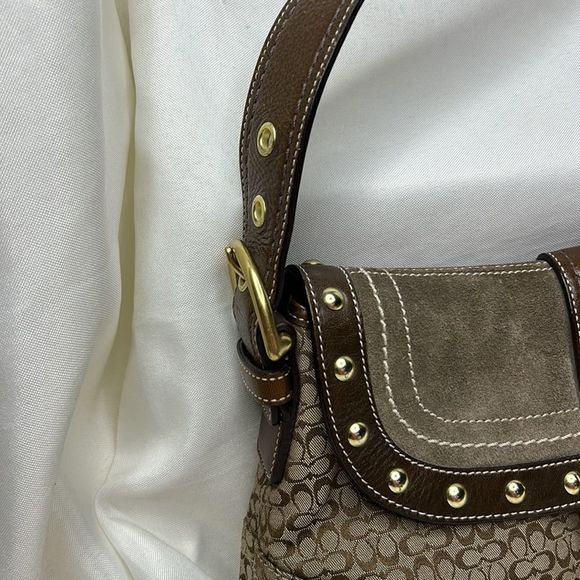 Signature Coach bag with suede and rivet detail - Picture 2 of 5